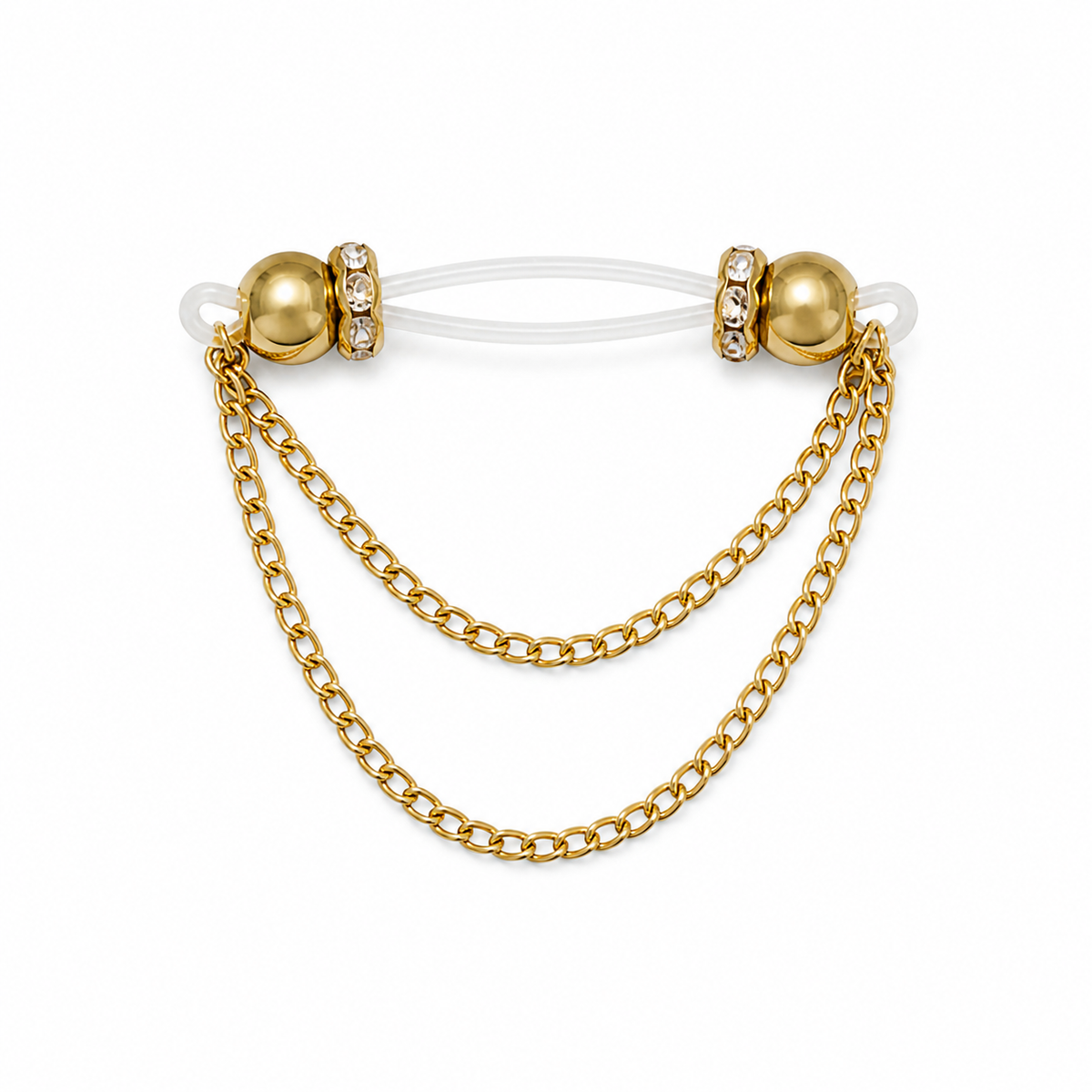 Gold Double Layer Chain Non‑Piercing Nipple Rings