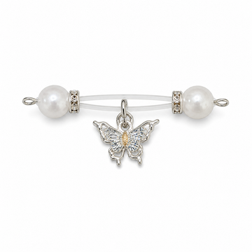 White Butterfly Round Non Piercing Nipple Rings