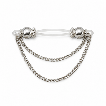 Silver Double Layer Chain Non‑Piercing Nipple Rings