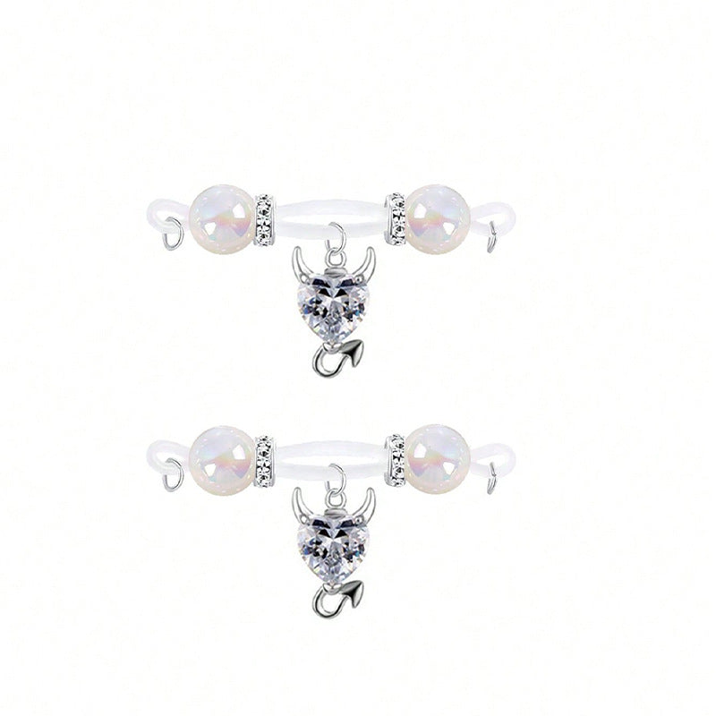 Silver Heart Non Piercing Nipple Rings