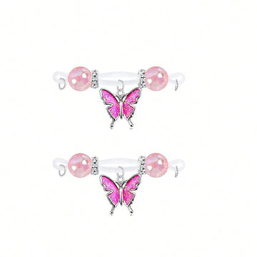 Pink Butterfly Non Piercing Nipple Rings