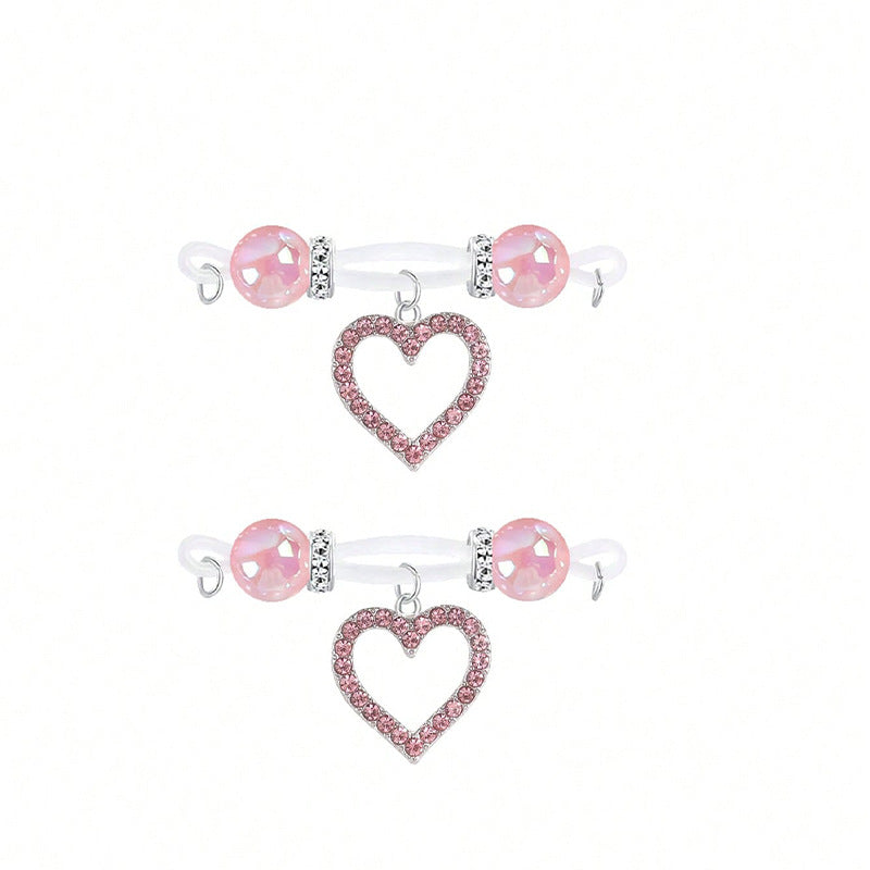 Pink heart Non Piercing Nipple Rings