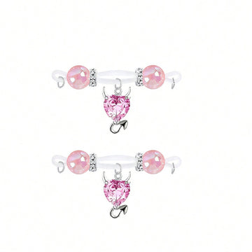 Pink Heart Non Piercing Nipple Rings