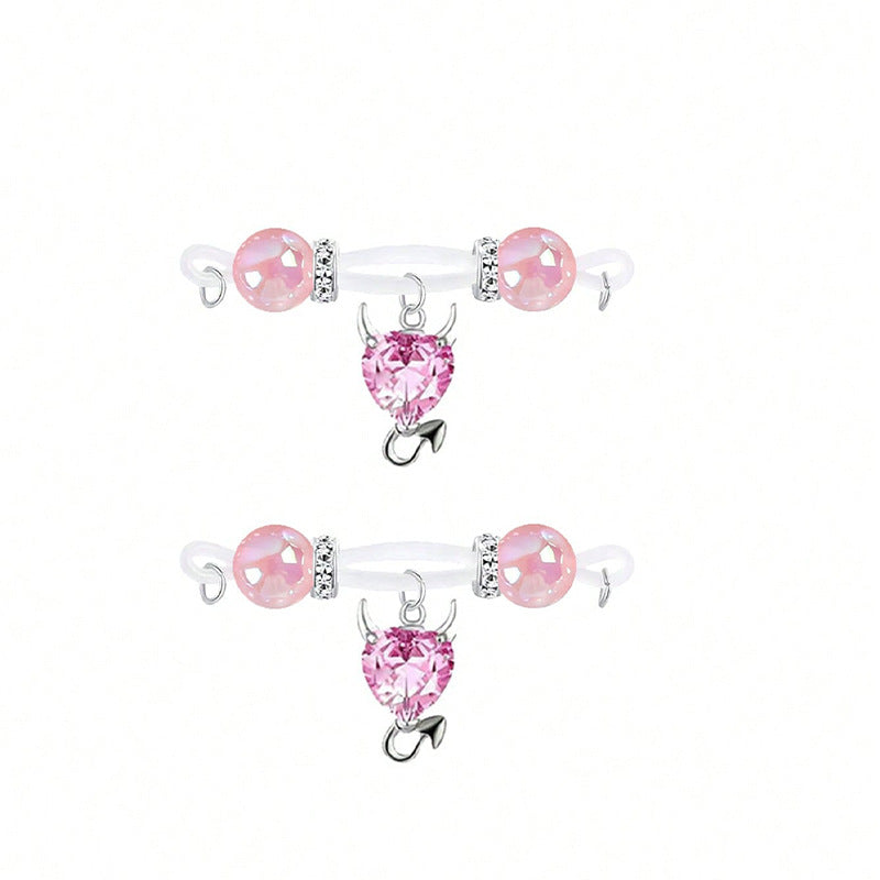 Pink Heart Non Piercing Nipple Rings