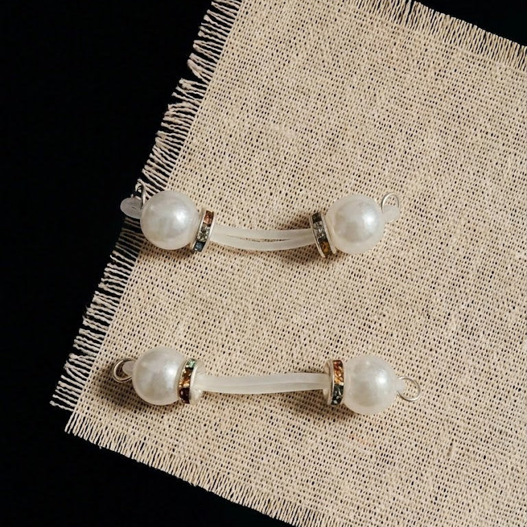 White Ocean Glass Bead Non Piercing Nipple Rings