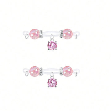 Pink Crystal Non Piercing Nipple Rings
