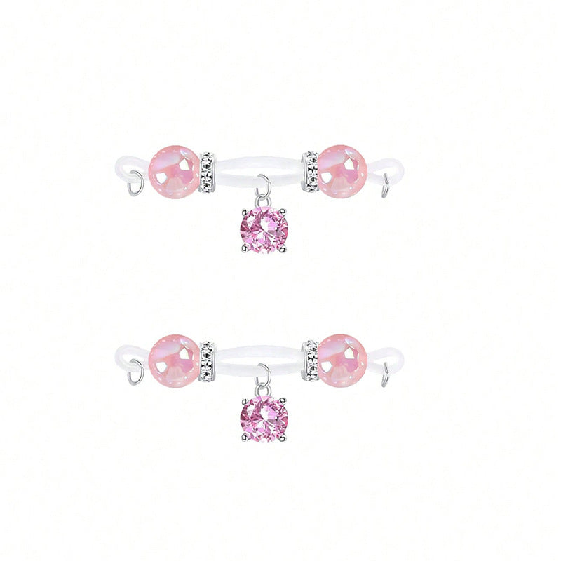 Pink Crystal Non Piercing Nipple Rings