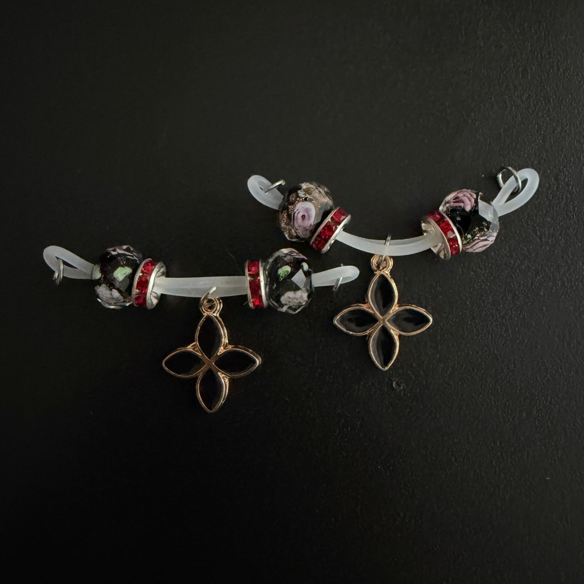 Black Cross Crystal Non Piercing Nipple Rings