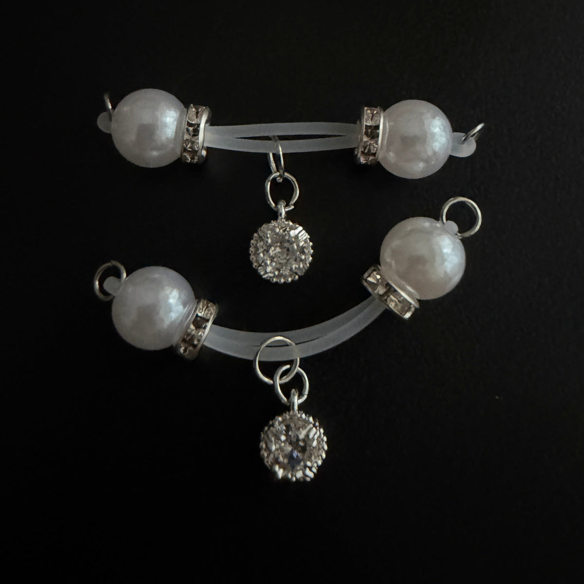 White Round Non Piercing Nipple Rings
