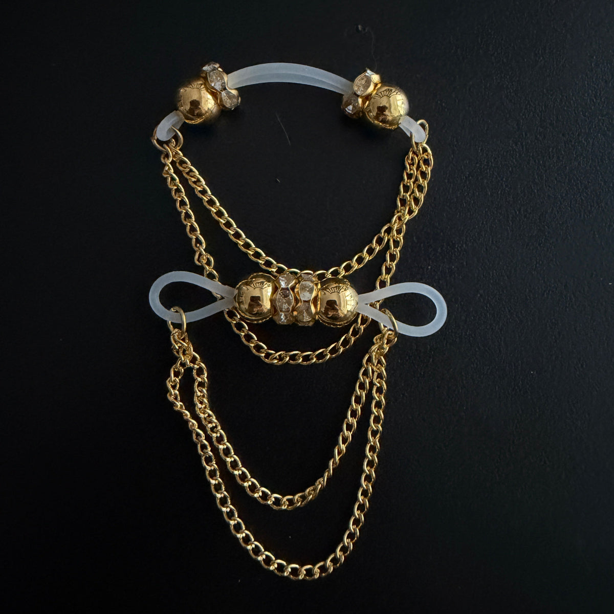 Gold Double Layer Chain Non‑Piercing Nipple Rings