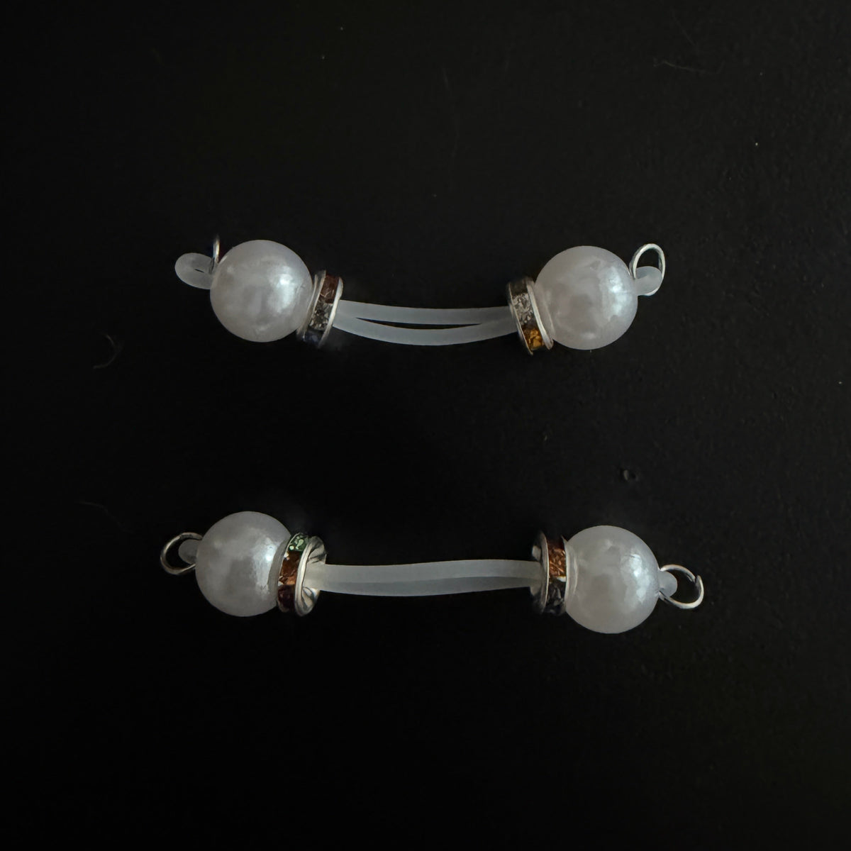White Ocean Glass Bead Non Piercing Nipple Rings