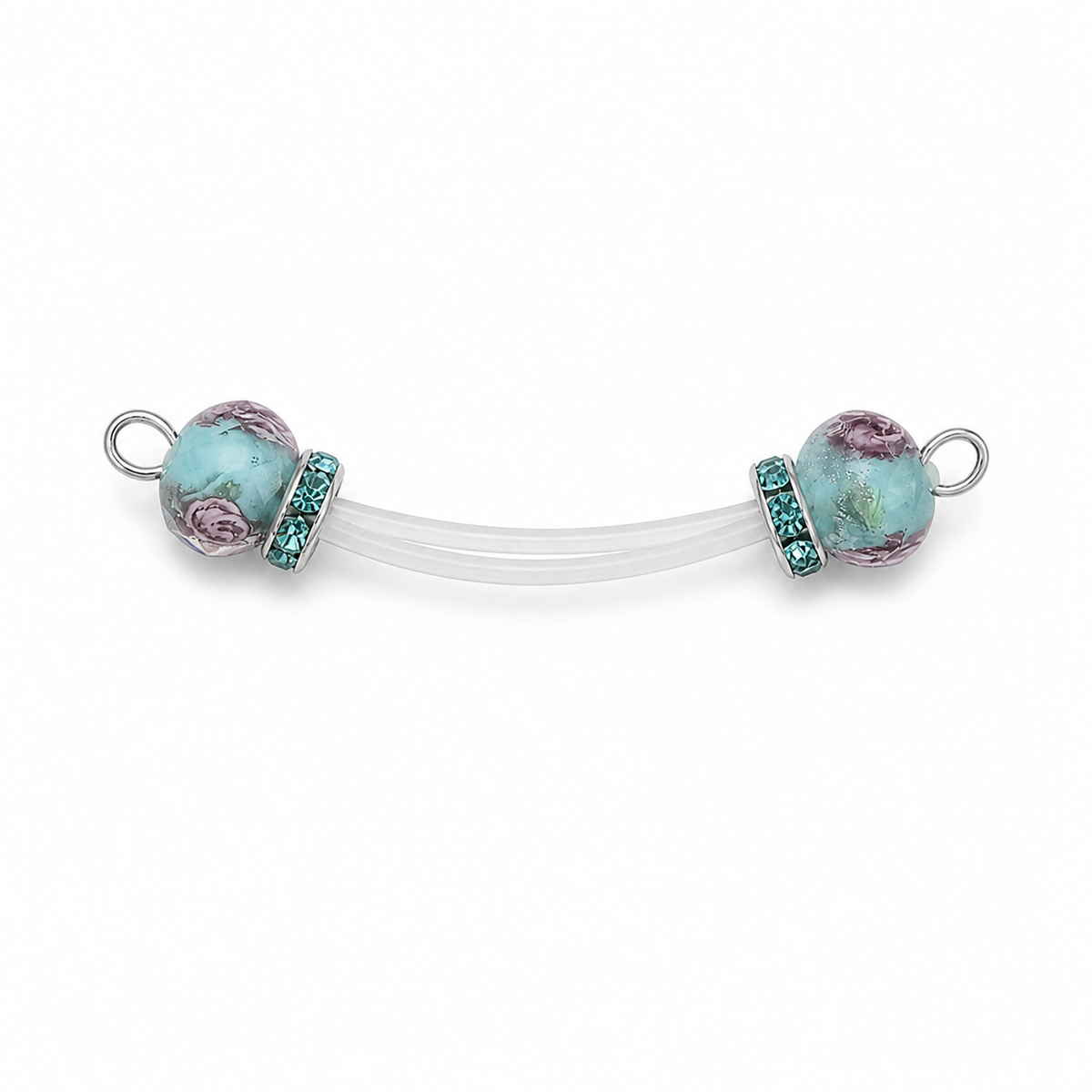 Blue Glass Bead Non Piercing Nipple Rings
