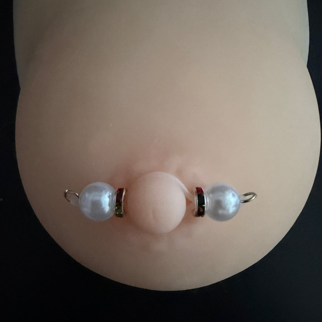 White Ocean Glass Bead Non Piercing Nipple Rings