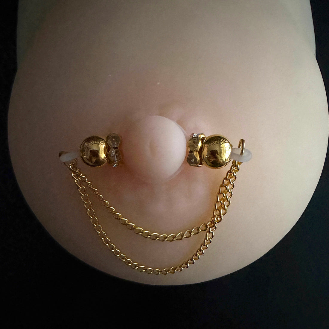 Gold Double Layer Chain Non‑Piercing Nipple Rings