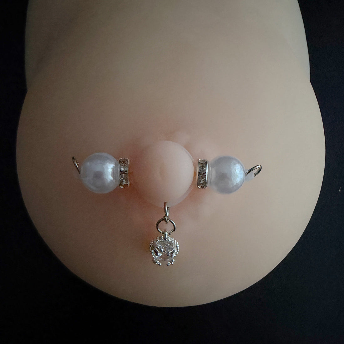 White Round Non Piercing Nipple Rings