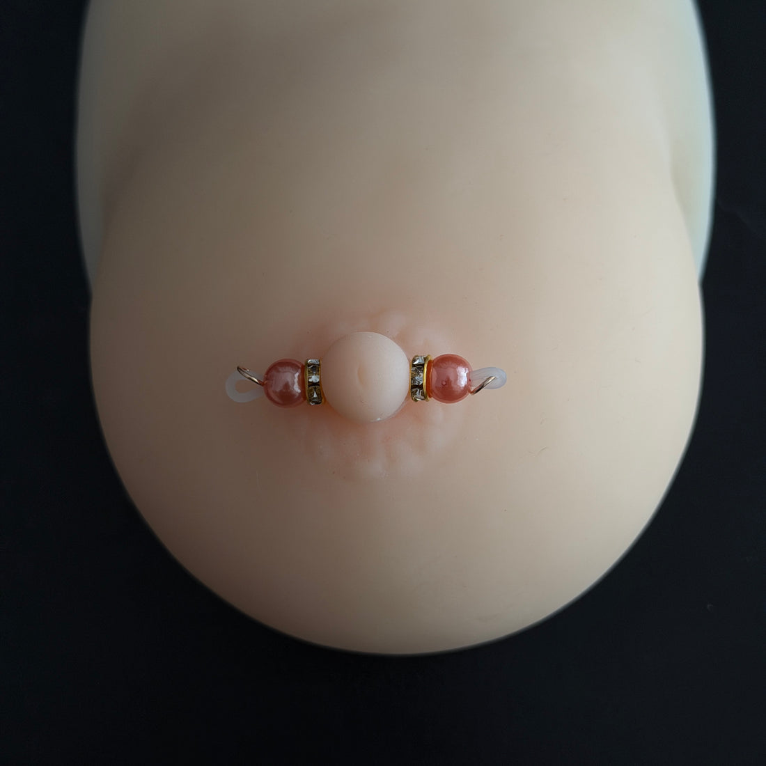 Coral Pearl Non Piercing Nipple Rings