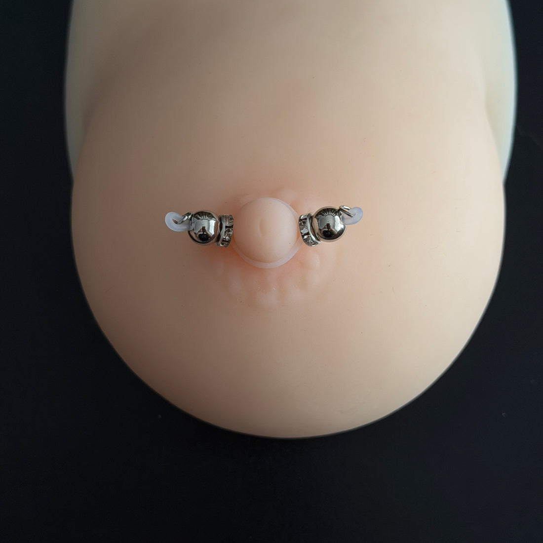Pearl Silver Accent Non Piercing Nipple Rings