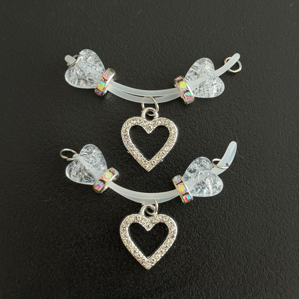 Silver Heart Non Piercing Nipple Rings