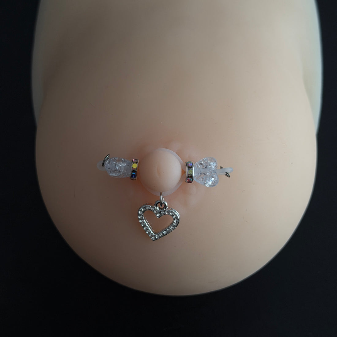 Silver Heart Non Piercing Nipple Rings