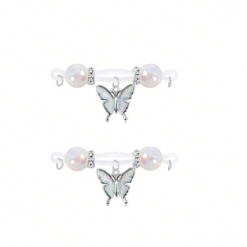 White butterfly Non Piercing Nipple Rings