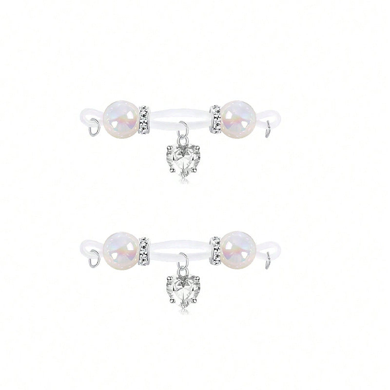 White heart Non Piercing Nipple Rings