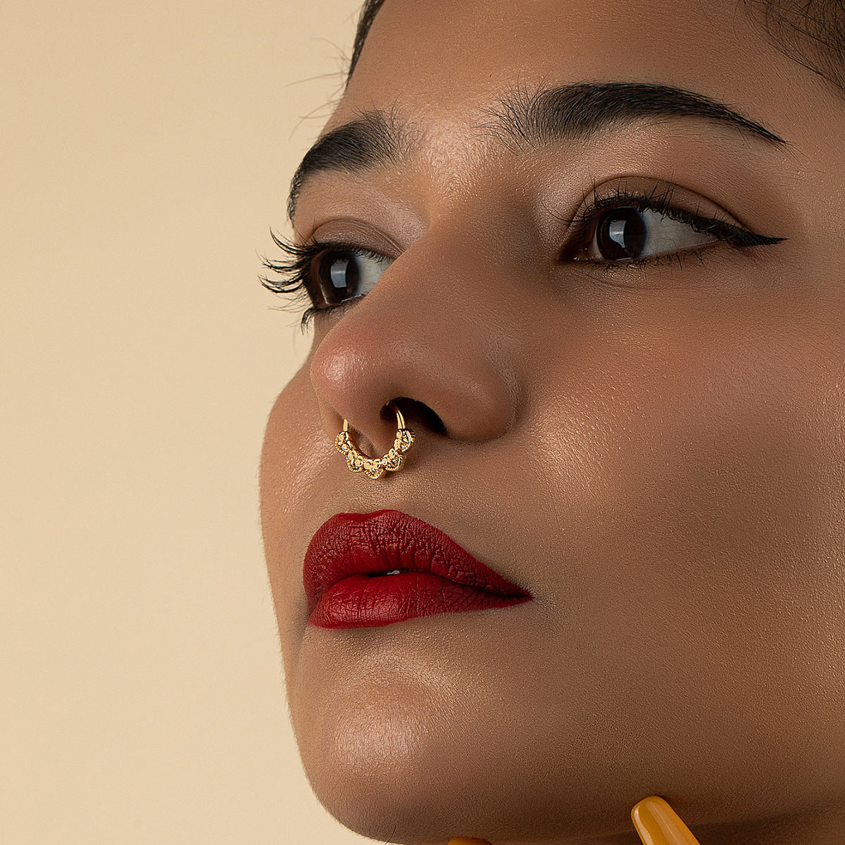 Golden Sunburst Beaded Nose ring