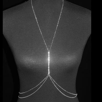 Silver Cascading Rhinestone Body Chain