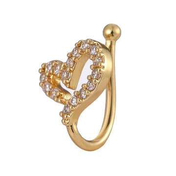 Gold Crystal Heart Nose ring