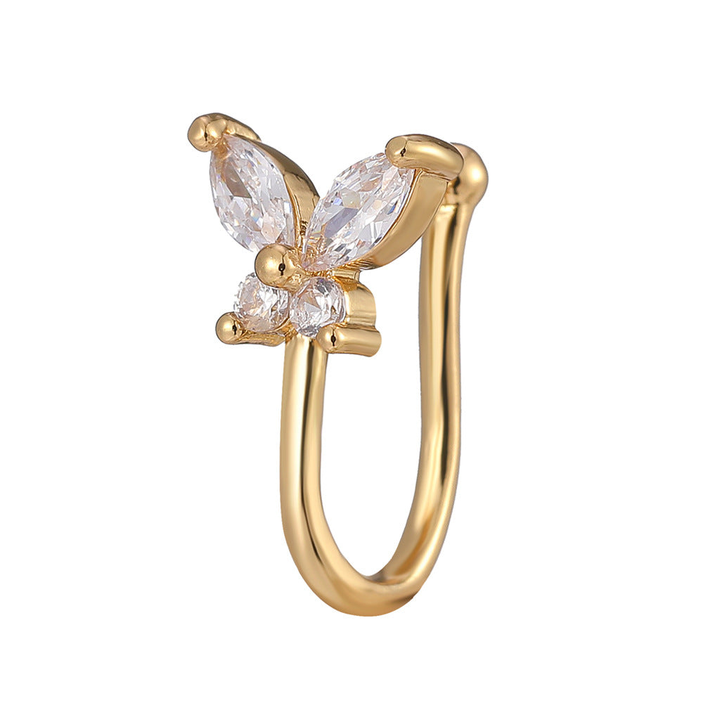 Gold Crystal Butterfly Nose ring