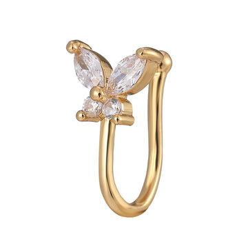 Gold Crystal Butterfly Nose ring