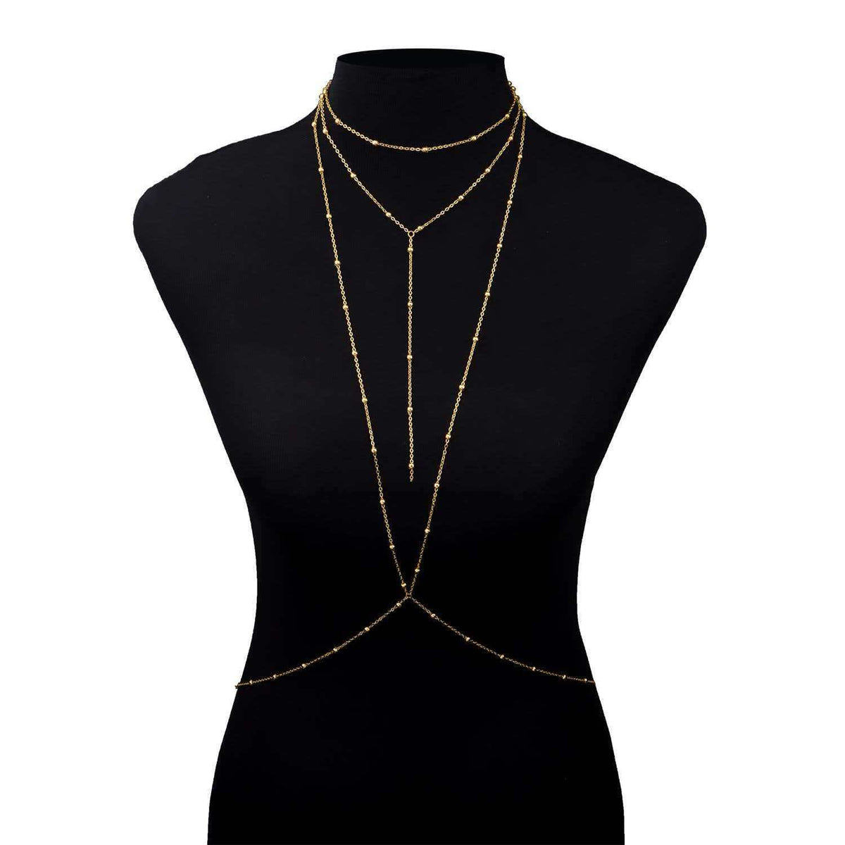 Gold Beaded Layered Body Chain