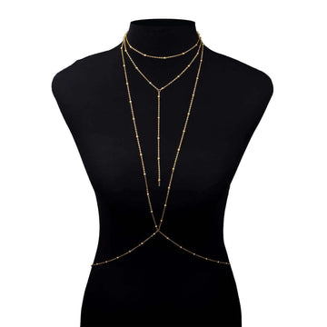Gold Beaded Layered Body Chain