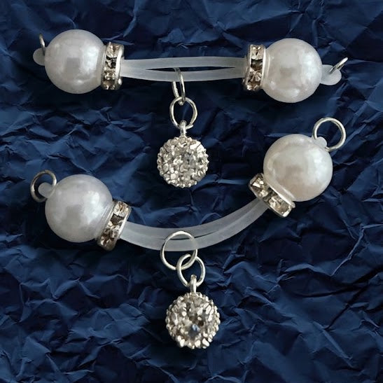 White Round Non Piercing Nipple Rings