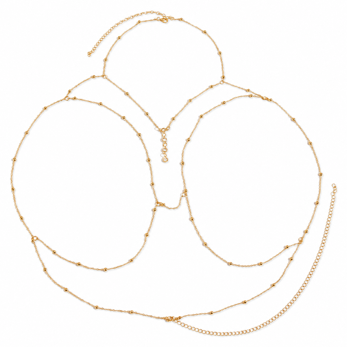 Gold Beaded Crystal Drop Body chain