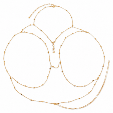 Gold Beaded Crystal Drop Body chain