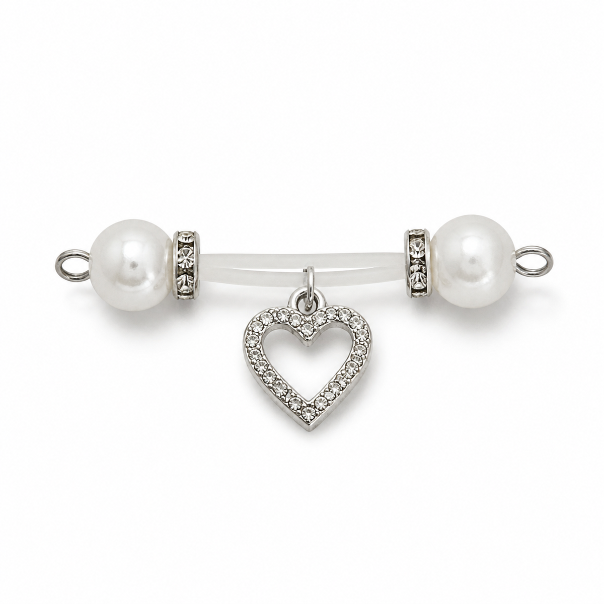 White Heart Round Non Piercing Nipple Rings
