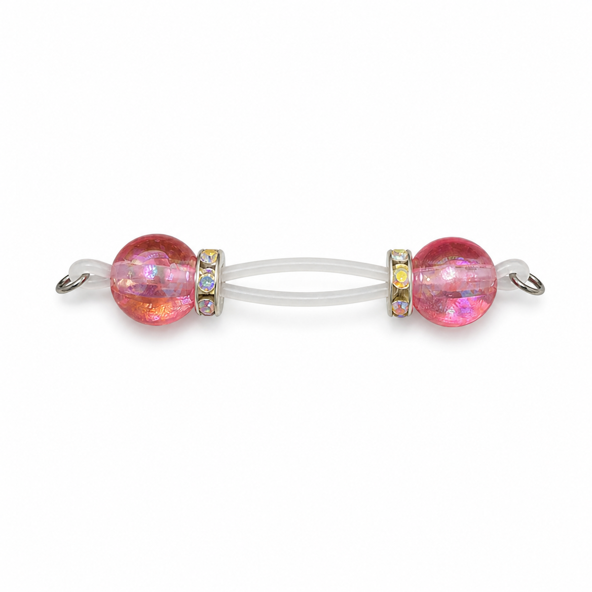 Pink Glass Bead Non Piercing Nipple Rings