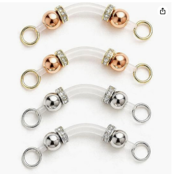 Gold Dual Rhinestone Bead No‑Pierce Nipple Rings