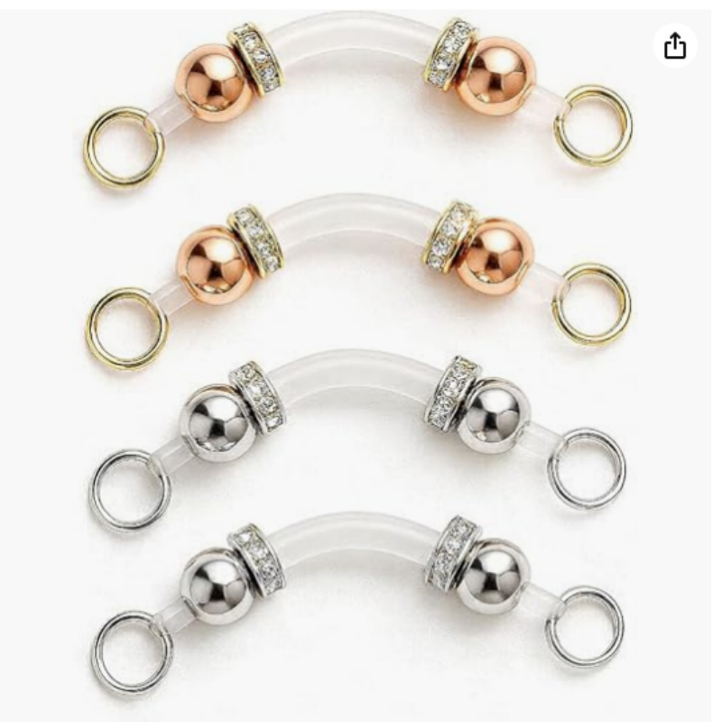 Gold Dual Rhinestone Bead No‑Pierce Nipple Rings
