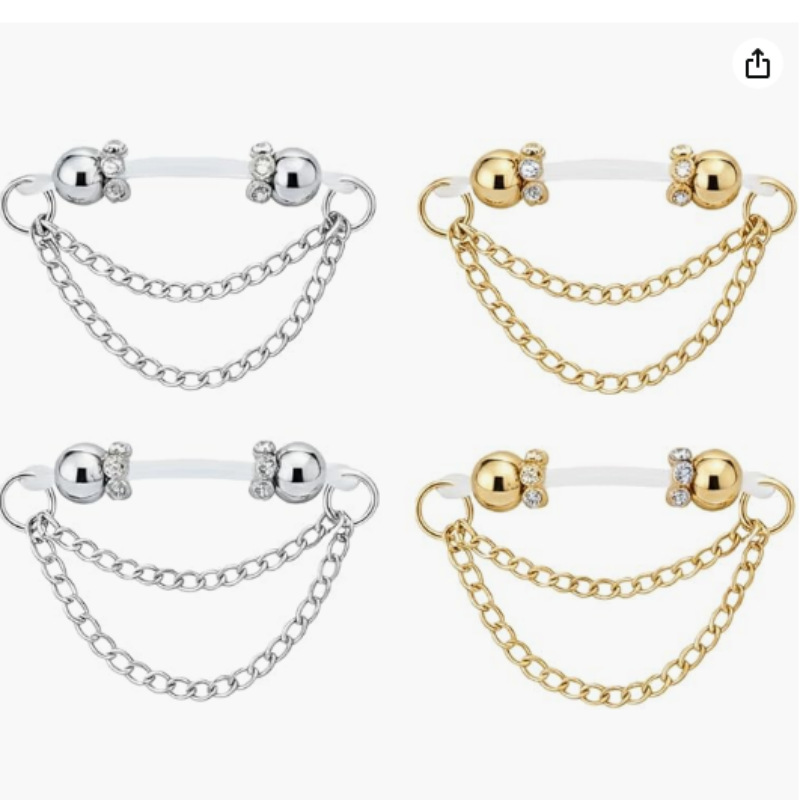 Gold Double Layer Chain Non‑Piercing Nipple Rings