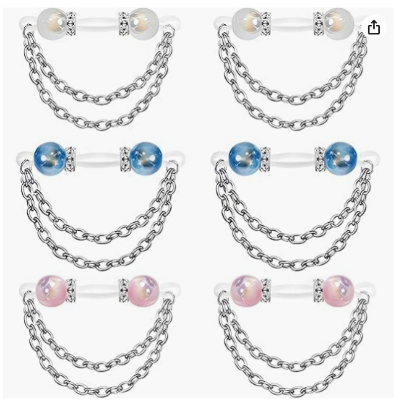 Pink Silver Chain Non Piercing Nipple Rings