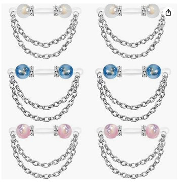 Blue Silver Chain Non Piercing Nipple Rings