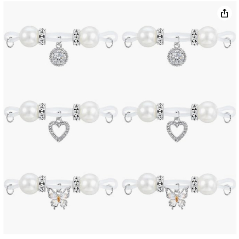 White Heart Round Non Piercing Nipple Rings