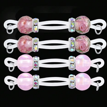 Pink Glass Bead Non Piercing Nipple Rings