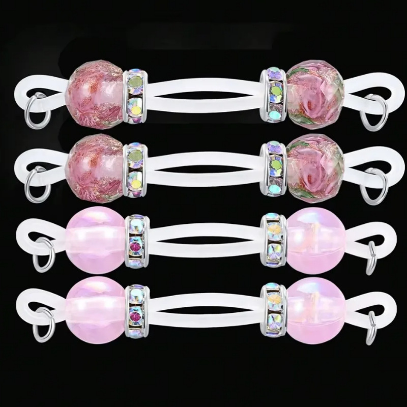 Pink Glass Bead Non Piercing Nipple Rings