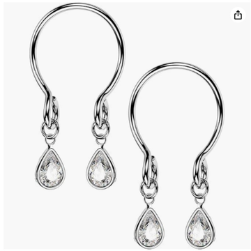 Silver Teardrop Rhinestone No‑Pierce Nipple Rings