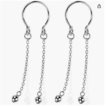 Silver Tassel Chain Ball No‑Pierce Nipple Rings