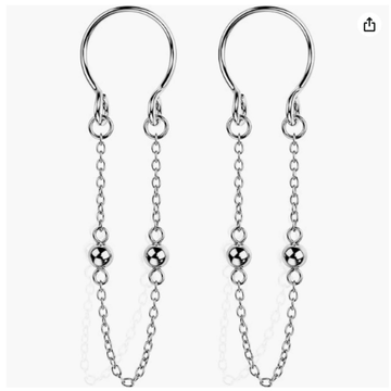 Silver Double Layer Chain Ball No‑Pierce Nipple Rings