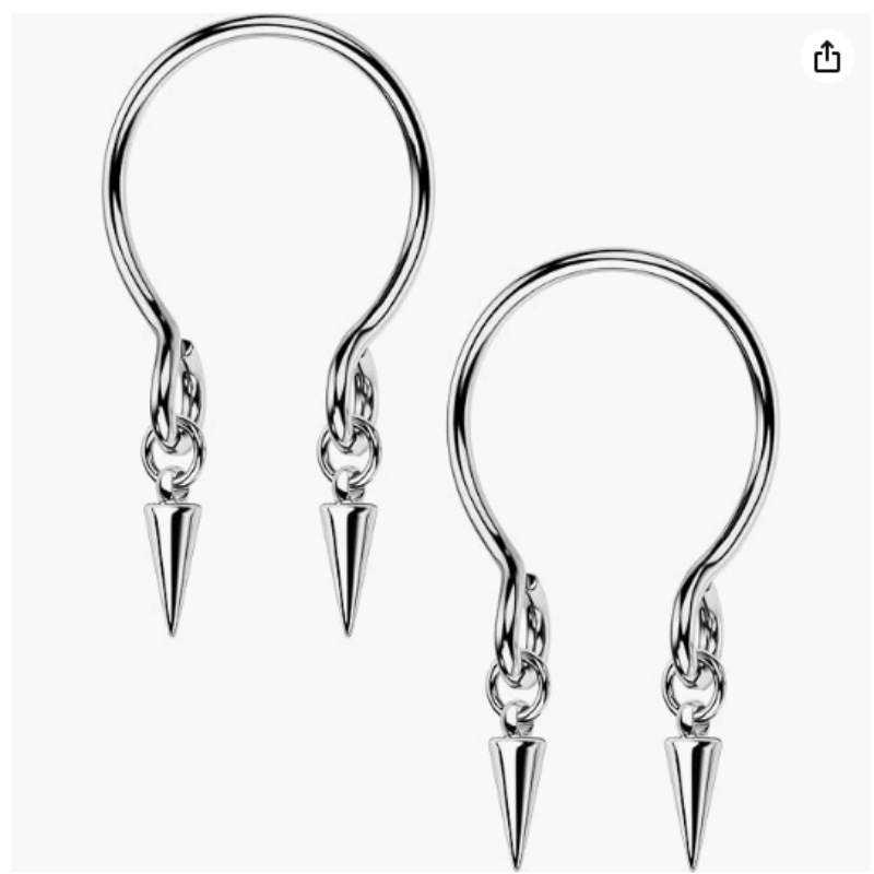 Silver Spike Charm No‑Pierce Nipple Rings