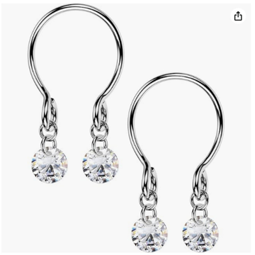 Silver Round Rhinestone No‑Pierce Nipple Rings